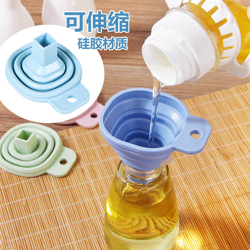 Creative folding fan you retractable funnel kitchen supplies silicone funnel household liquid separation oil funnel full figure