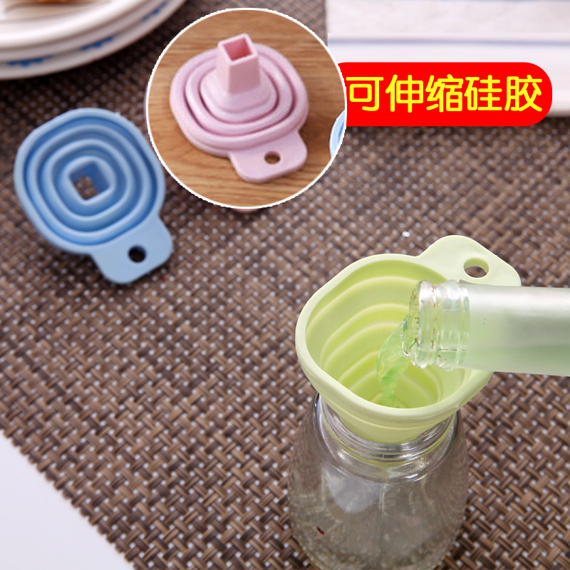 Creative folding fan you retractable funnel kitchen supplies silicone funnel household liquid separation oil funnel Specification drawing