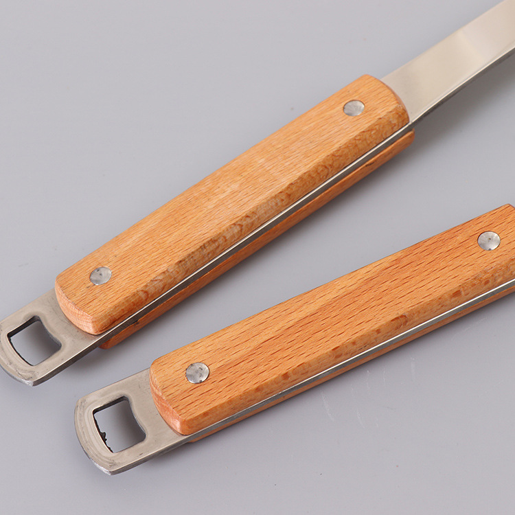 Non-magnetic stainless steel 3 cm thick wooden handle spatula high quality household stainless steel cooking spoon spatula Specification drawing