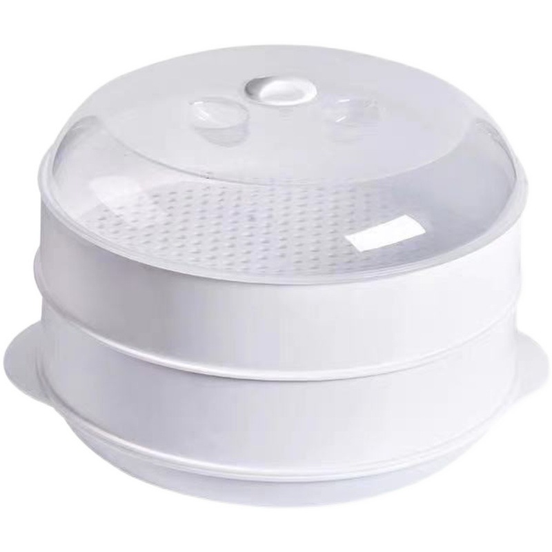 Plastic round single-layer microwave oven steamer plastic steamer with cover cooking steamed bread heating utensils Item Picture