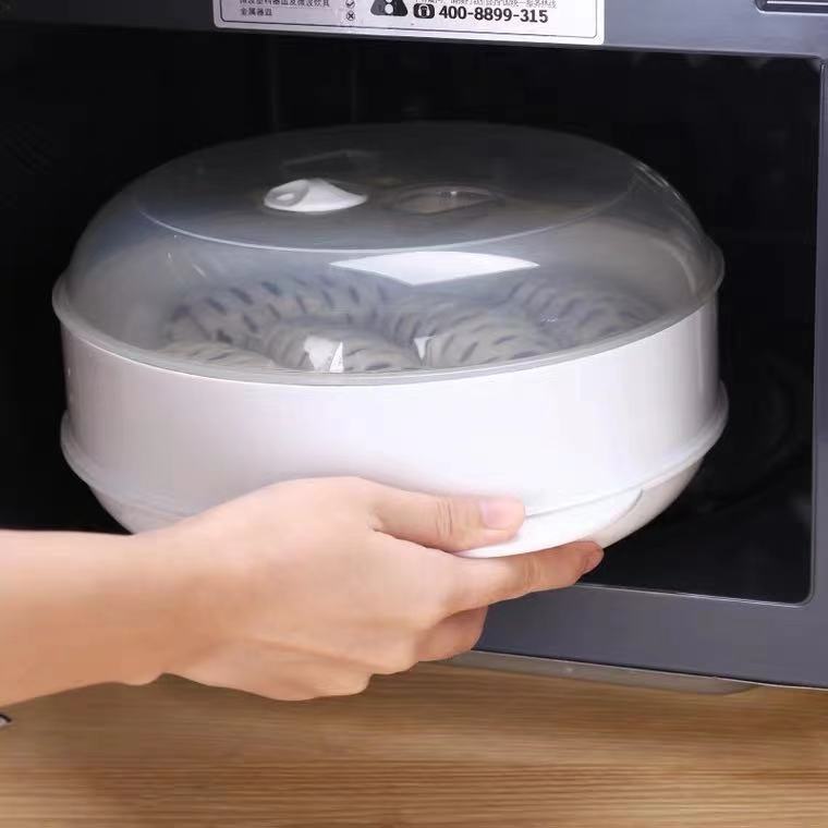 Plastic round single-layer microwave oven steamer plastic steamer with cover cooking steamed bread heating utensils Application Scenario
