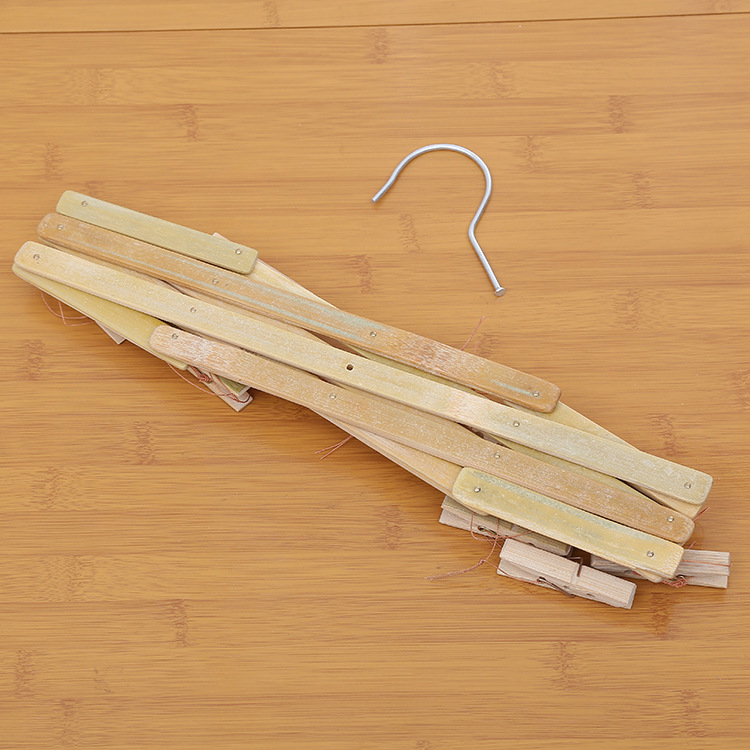 Bamboo folding type pants rack bamboo hanger multi - head drying rack household 16 head 22 socks underwear sock rack Specification drawing