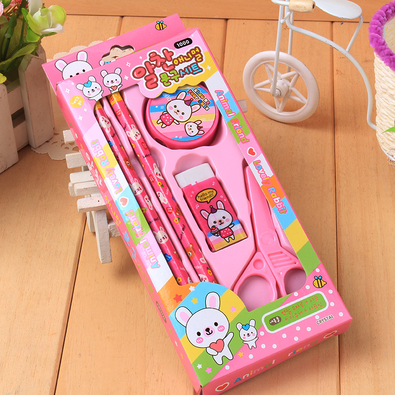 Cartoon Student Stationery Set 810 Pencil eraser Pencil sharpener Stationery set Source gift Item Picture
