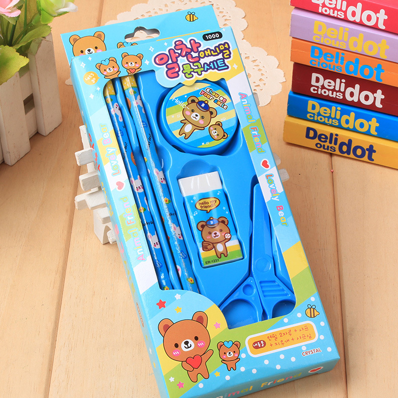 Cartoon Student Stationery Set 810 Pencil eraser Pencil sharpener Stationery set Source gift Application Scenario