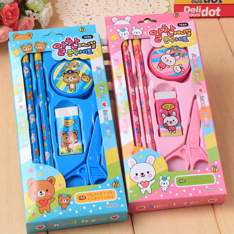 Cartoon Student Stationery Set 810 Pencil eraser Pencil sharpener Stationery set Source gift details Picture