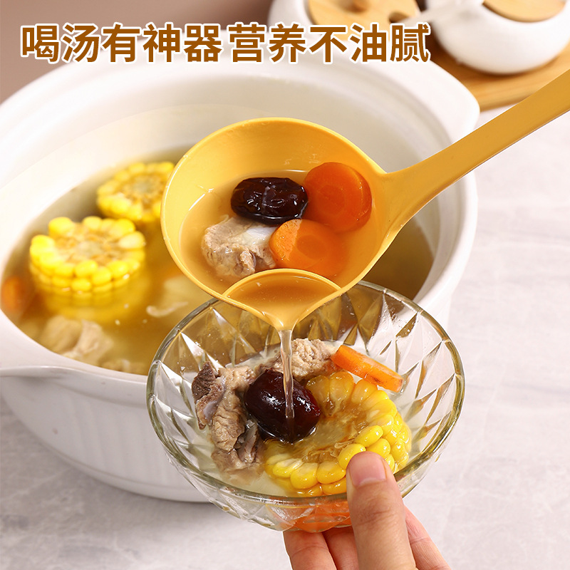 Oil separator spoon oil filter utensil household oil colander spoon hotpot separation spoon cutlery long handle oil spill spoon oil soup spoon Specification drawing