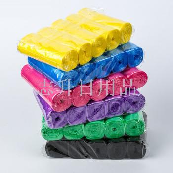 180G manufacturers wholesale new material 45*50 medium point break type garbage bags 5 consecutive rolls of color household plastic bags Item Picture