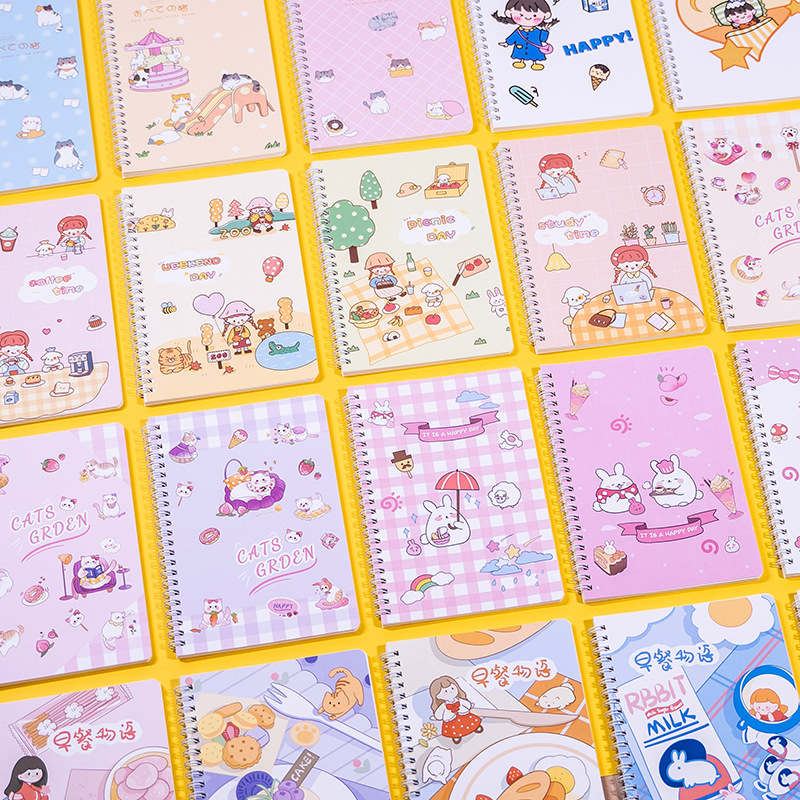 Cute cartoon a5 coil this Korean version of rollover spiral notebook creative student diary notepad customization details Picture