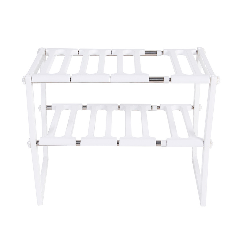Contracted and practical stainless steel retractable sink kitchen shelf floor type pot rack sundry storage and finishing frame Application Scenario
