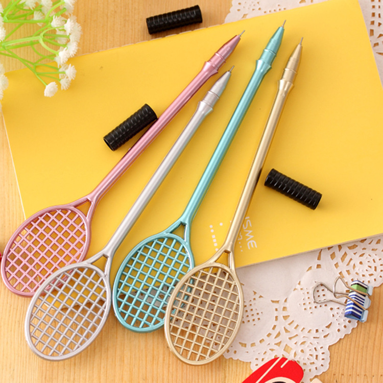 Creative simulation tennis racket metal color neutral pen black 0.5mm student neutral pen wholesale student stationery manufacturers Application Scenario