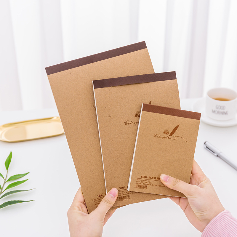 Brown paper draft book 32K scribble notepad Environmental notepad Calculation book Student stationery wholesale Specification drawing