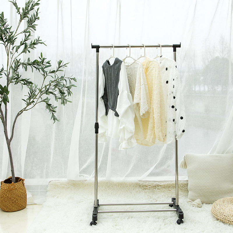 Classic practical and simple floor clothes rack household balcony clothes drying rod stainless steel bedroom drying clothes hanger details Picture