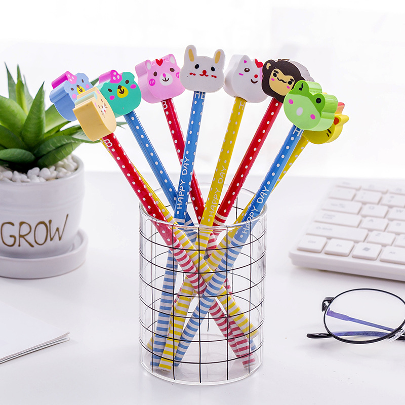 2102 cartoon animal head pencil set children's kindergarten Christmas gift gift stationery manufacturers wholesale details Picture