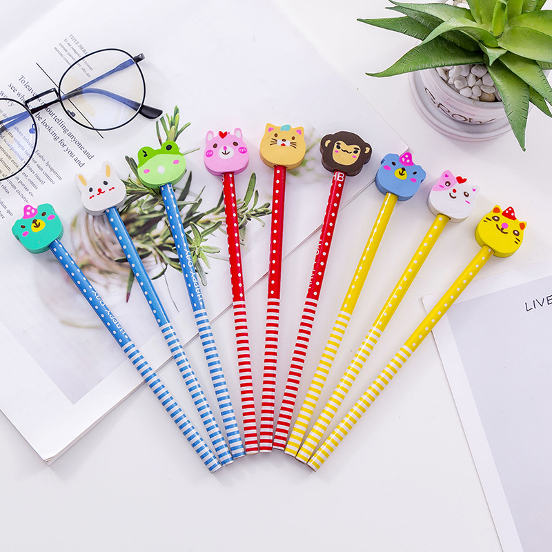 2102 cartoon animal head pencil set children's kindergarten Christmas gift gift stationery manufacturers wholesale Specification drawing