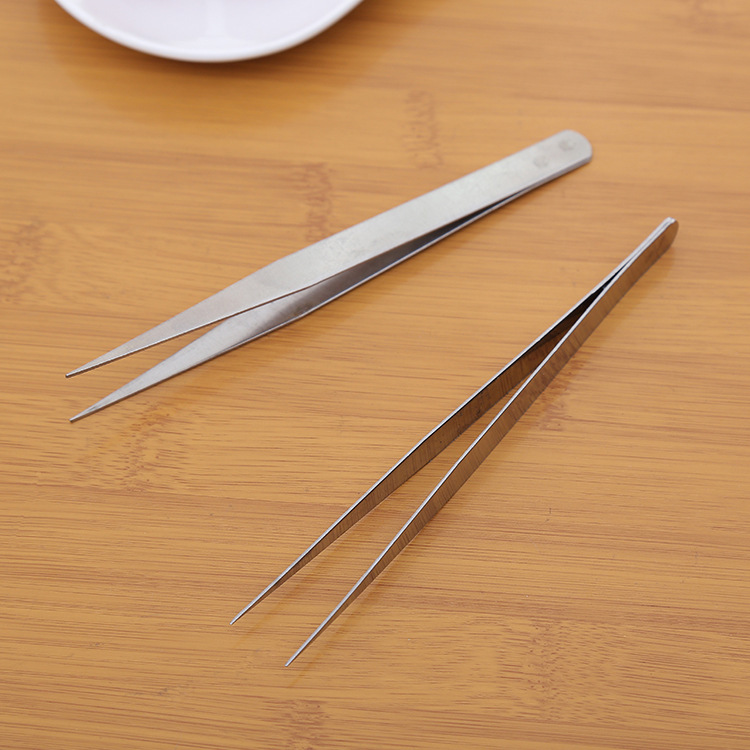 Stainless steel tweezers high quality safe life gadgets stainless steel straight tweezers full figure
