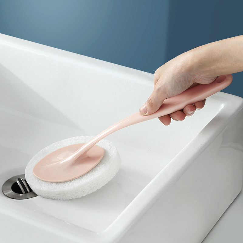 Long handle sponge brush wall clean brush bath toilet sponge brush floor tile brush sponge 100 clean cloth details Picture