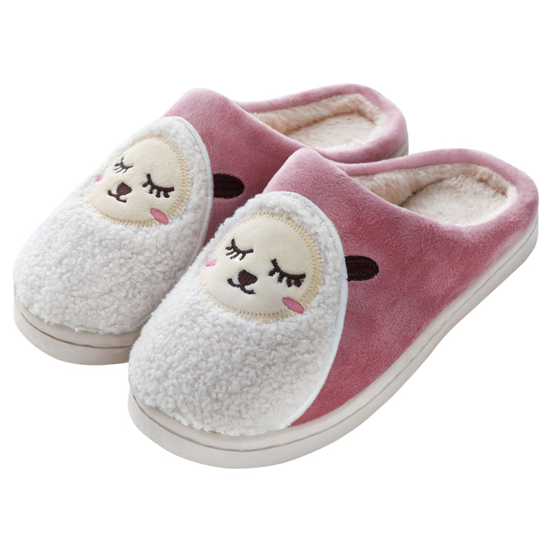2020 new autumn and winter home slippers indoor non-slip thermal plush cotton drag male and female lovers cartoon cotton slippers Item Picture
