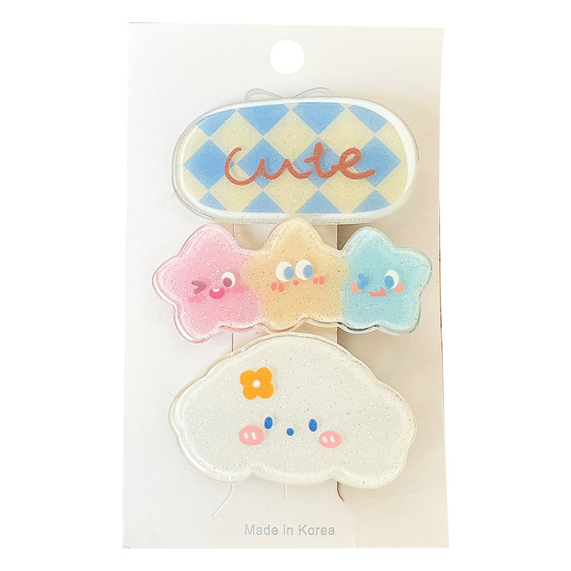 Korean version cartoon bear hairpin set girl cute girl heart hair accessories Hair clip headwear Bangs broken hair clip Item Picture