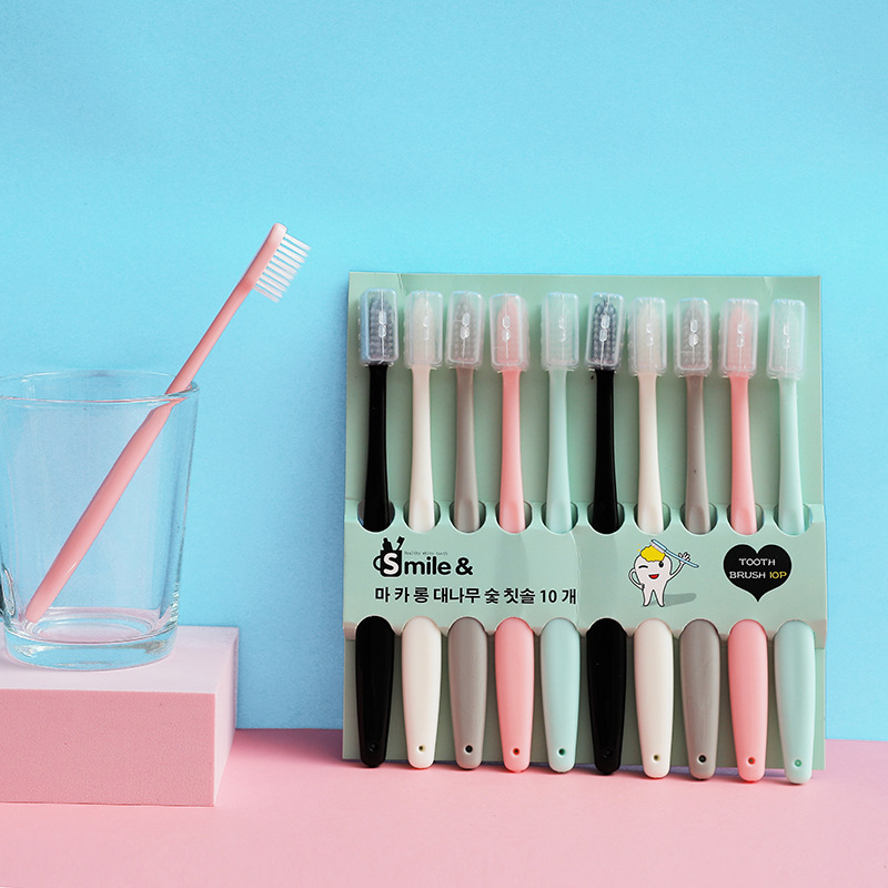 Live broadcast popular Korean macaron ice cream 10 toothbrushes adult soft hair sheath travel wholesale trade details Picture