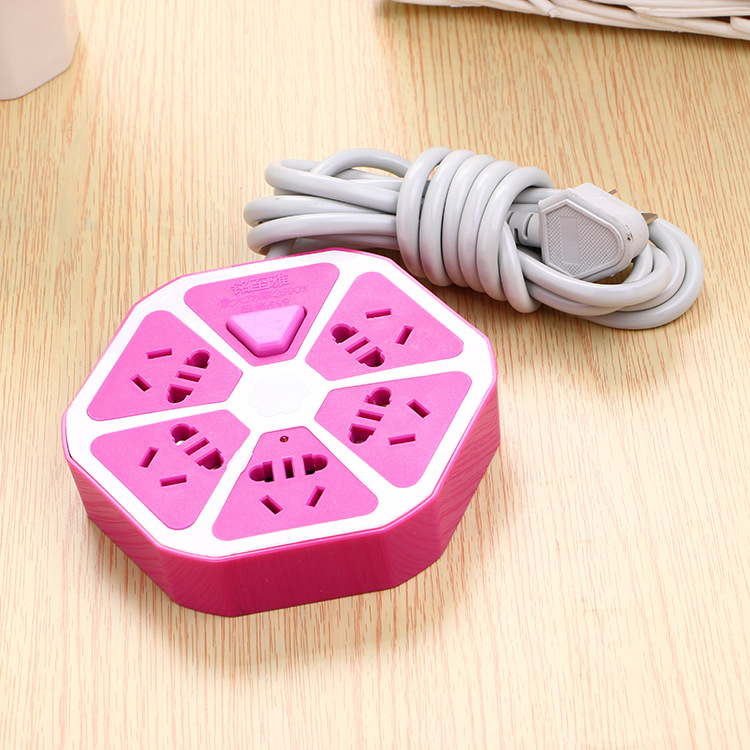 USB socket with switch creative multi-functional multi-hole socket socket intelligent hexagonal round home office socket Specification drawing