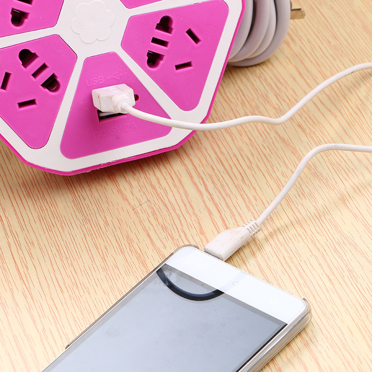 USB socket with switch creative multi-functional multi-hole socket socket intelligent hexagonal round home office socket Application Scenario