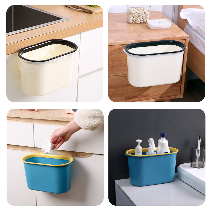 Kitchen trash can wall-mounted toilet with lid toilet living room hanging creative household cabinet door storage paper basket Specification drawing