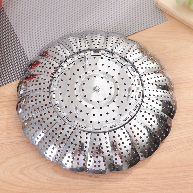 Small, medium and large household stainless steel retractable lotus steam tray folding fruit tray steamer tray steamer tray Specification drawing