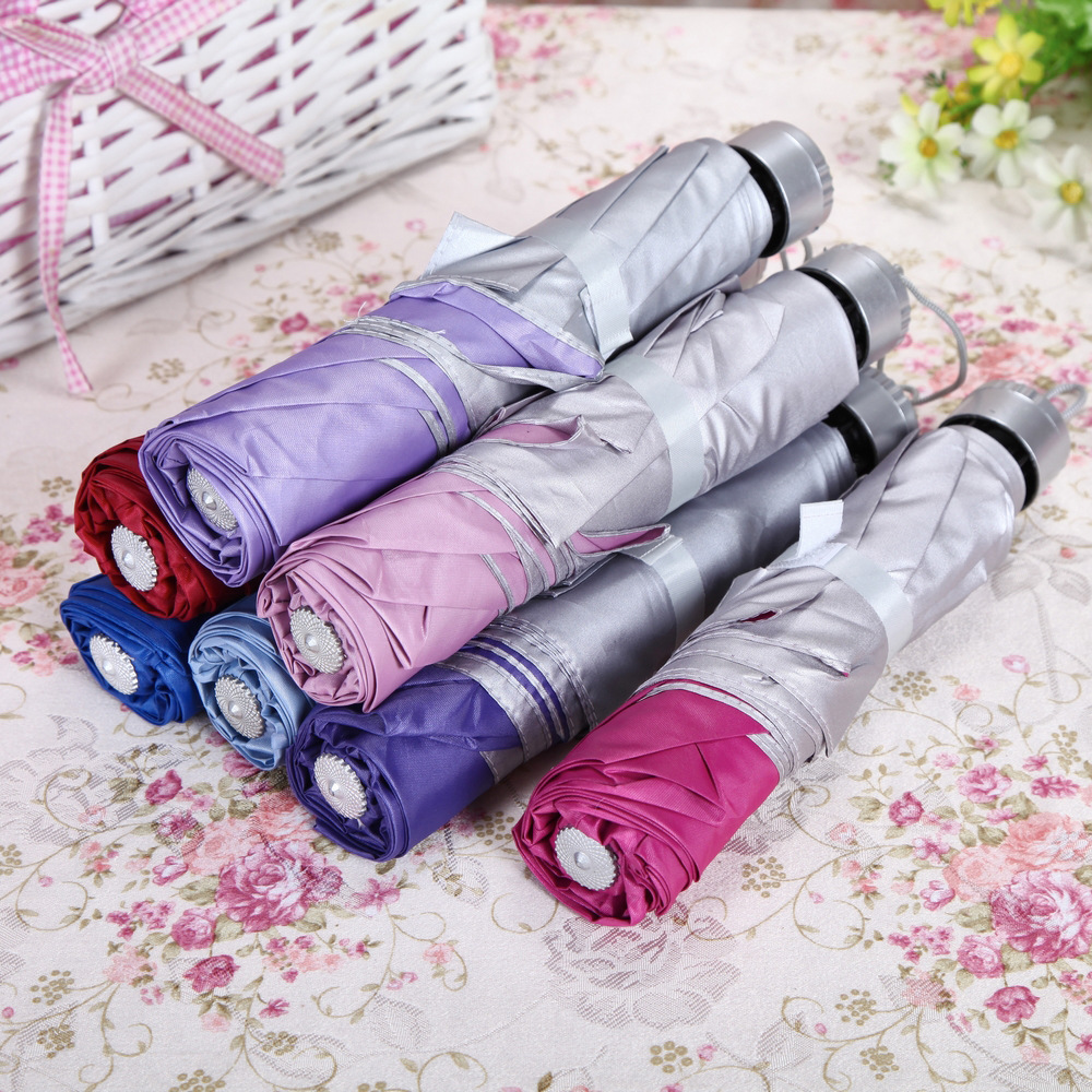 8 umbrella stock creative umbrella triple collapsible pole sun umbrella Sunshade factory sell silver gum umbrella full figure