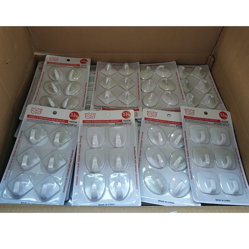 Foreign trade sell 8 pack 6 pack white sticky hook sticky hook white hook Specification drawing