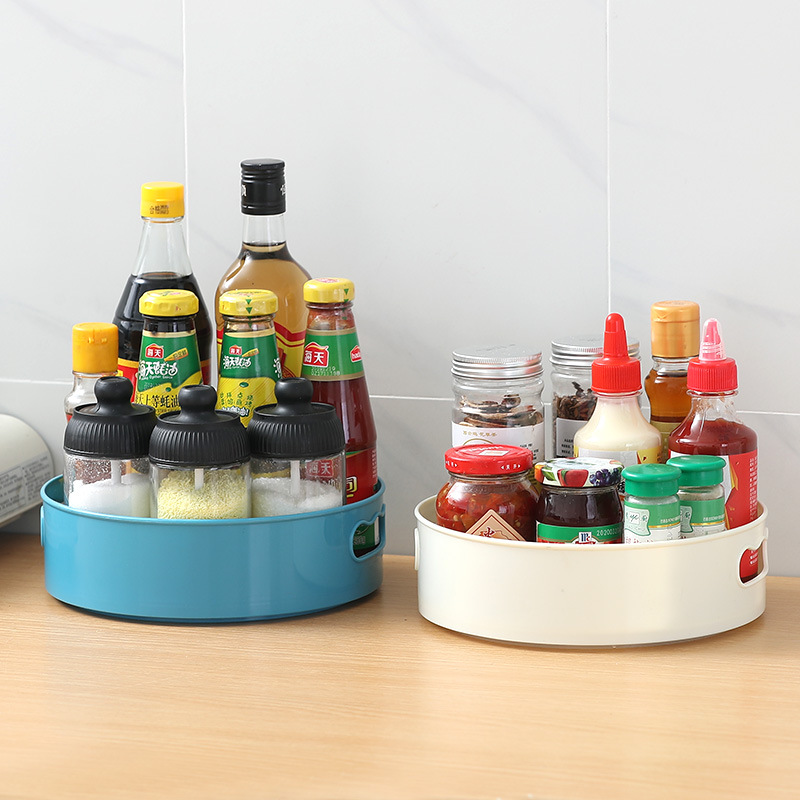 Rotary frame multifunctional anti-slip storage tray is put to install oil, salt, sauce and vinegar storage rack kitchen seasoning storage box details Picture
