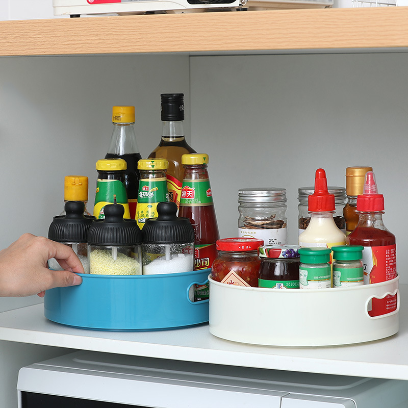 Rotary frame multifunctional anti-slip storage tray is put to install oil, salt, sauce and vinegar storage rack kitchen seasoning storage box Application Scenario