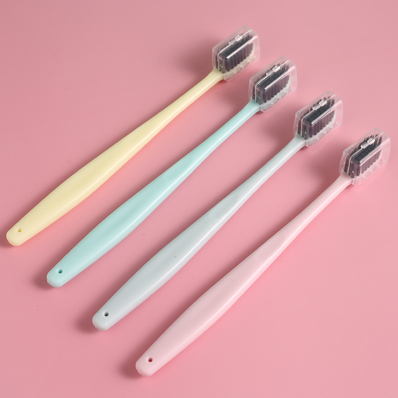 Foreign trade creative Macaron plain toothbrush Japanese style without printing adult soft hair 4 toothbrushes Specification drawing