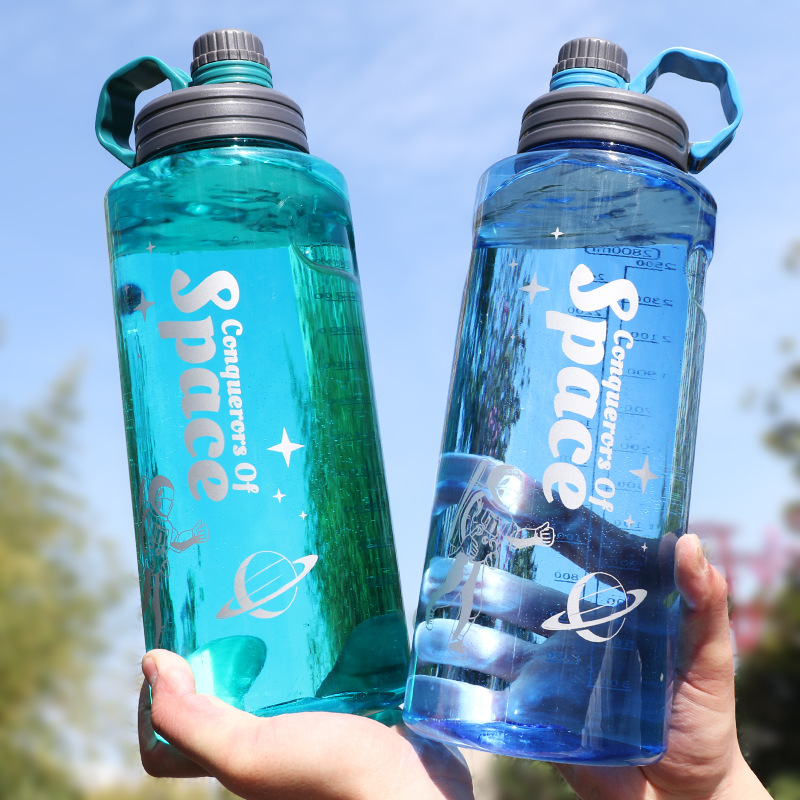 Super large capacity plastic water cup male portable outdoor sports fitness water bottle large space cup 2000ml Specification drawing