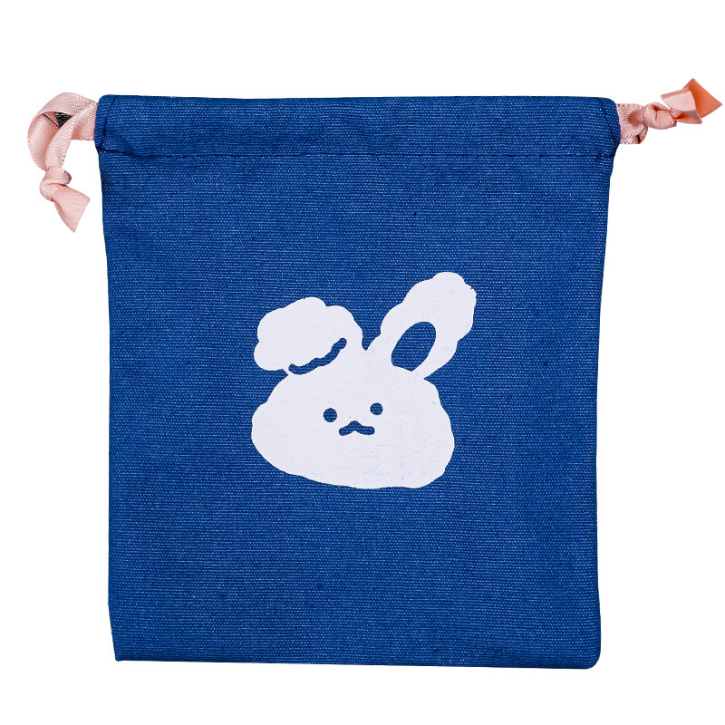 Cartoon bear bundle pocket student ins girl heart canvas storage bag lovely dustproof drawstring storage cloth bag Item Picture