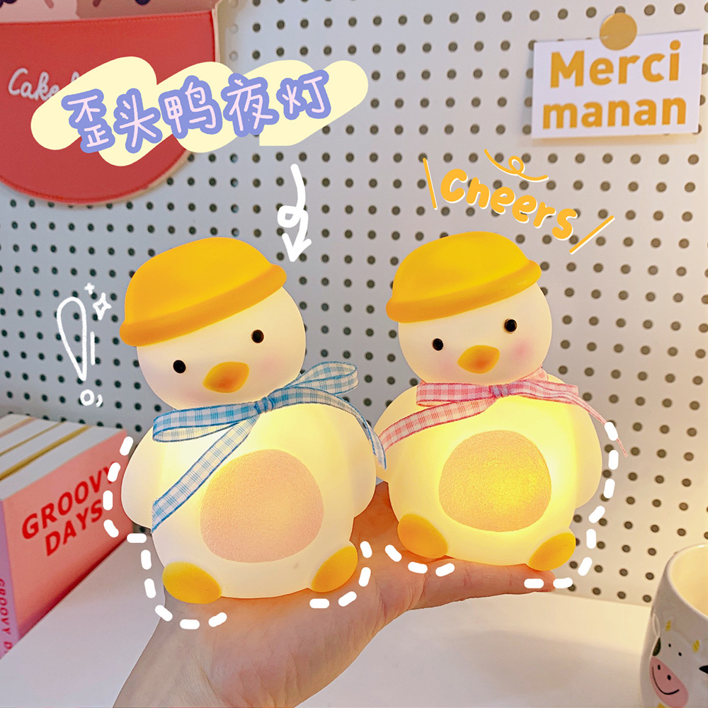Little girl ins bedroom LED night light cute tilting ducklings room bedside lamp put out a dormitory creative gift details Picture