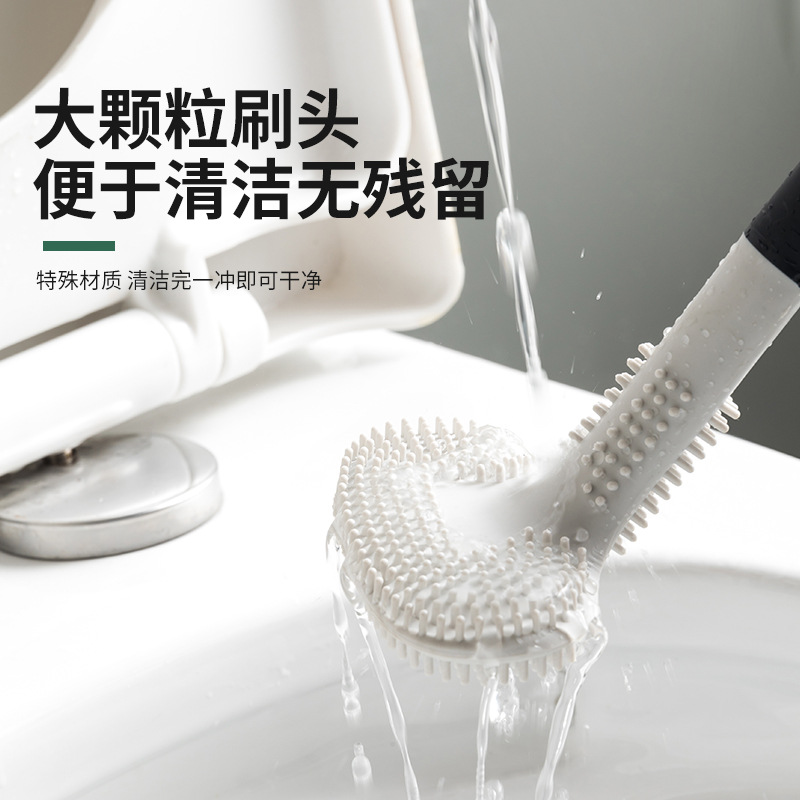 22 Silicone toilet brush golf double side no dead Angle soft hair cleaning toilet brush toilet curved toilet brush Specification drawing