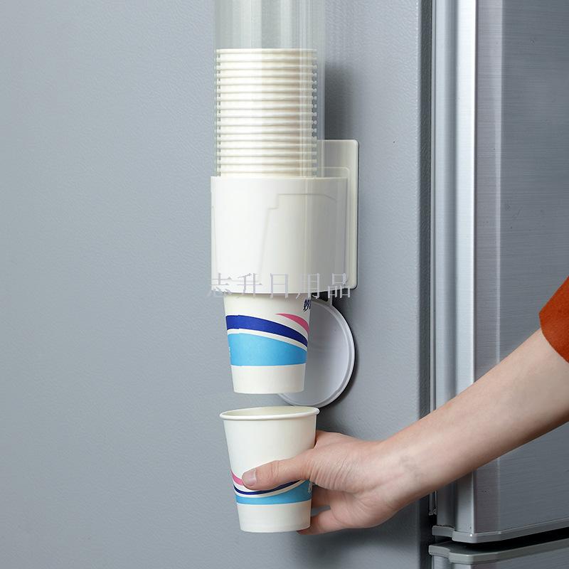 Household disposable cup holder non-perforated wall cup holder convenient dustproof automatic cup holder Application Scenario