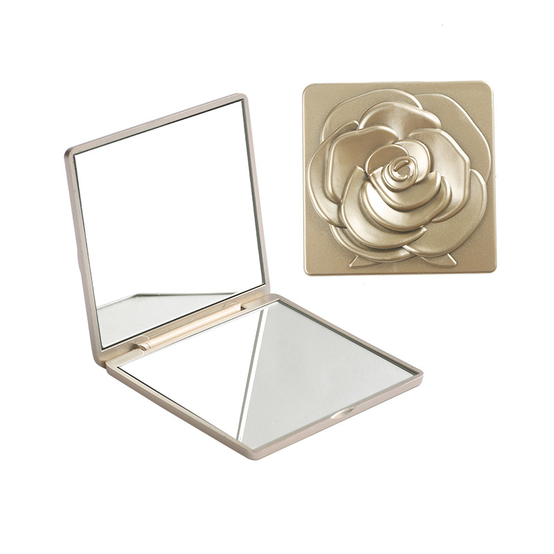 Trendy small mirror portable makeup mirror Nordic style light luxury double-sided folding mirror high appearance horizontal plane mirror carry-on mirror Item Picture