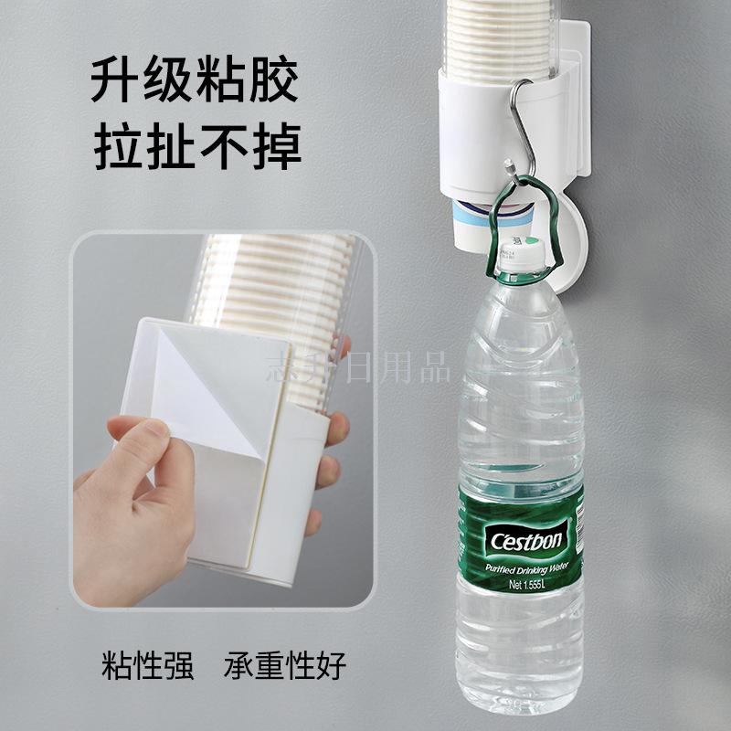 Household disposable cup holder non-perforated wall cup holder convenient dustproof automatic cup holder Specification drawing