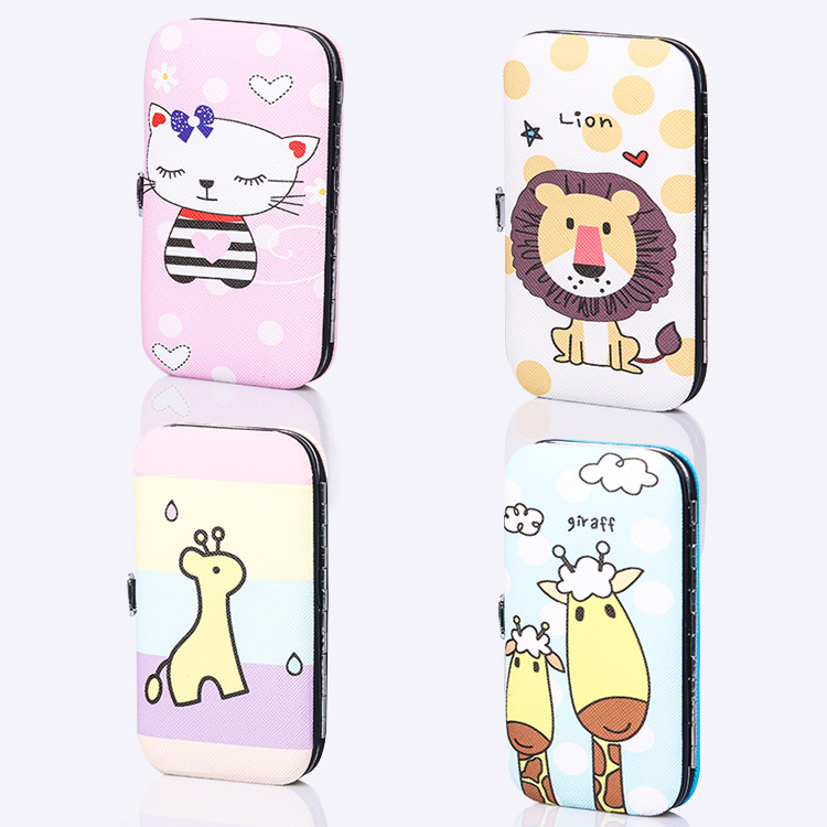 Net red cartoon print nail clipper set 7 sets nail clipper eyebrow clipper nail file ear spoon beauty manicure tool full figure