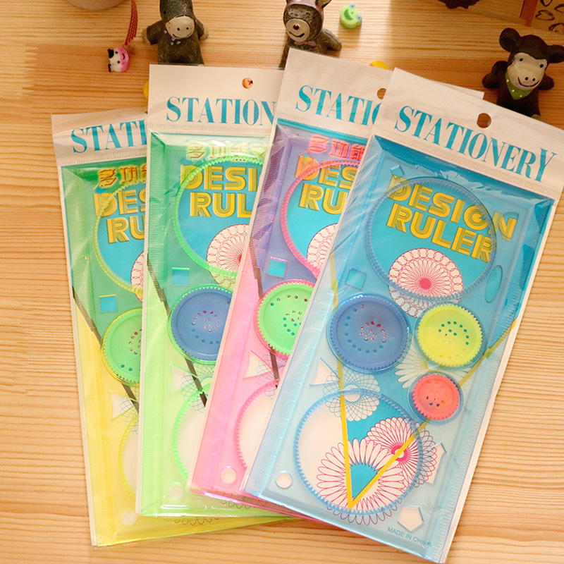 Special creative meaning puzzle four color transparent flower ruler template ruler drawing board ruler children students flower ruler manufacturers wholesale Item Picture