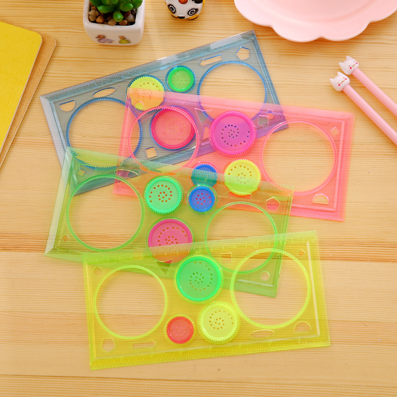 Special creative meaning puzzle four color transparent flower ruler template ruler drawing board ruler children students flower ruler manufacturers wholesale full figure