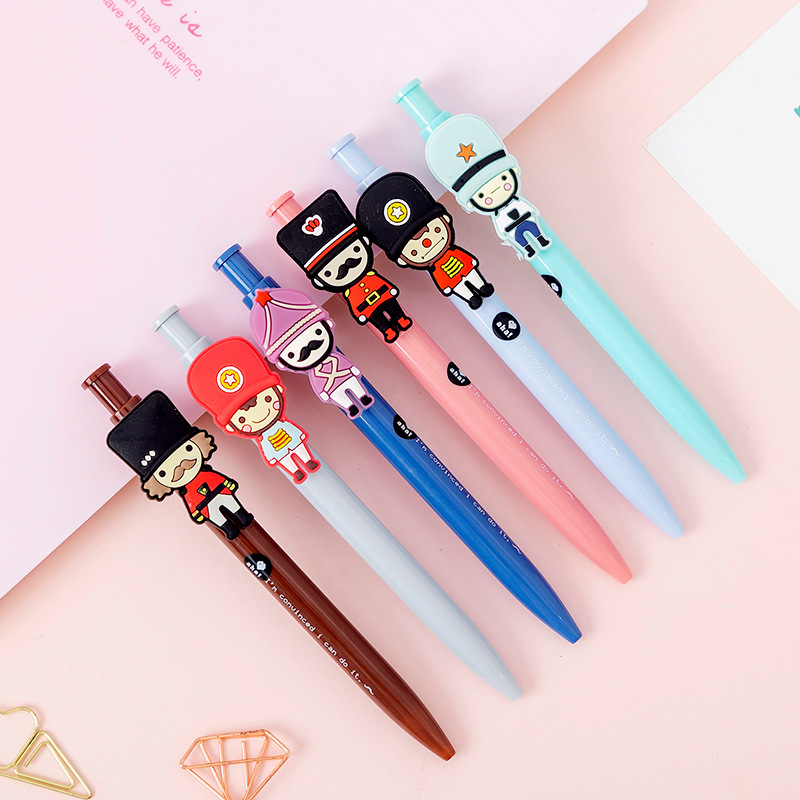 British soldiers creative press 0.5mm student cartoon ballpoint pen wholesale custom manufacturers full figure