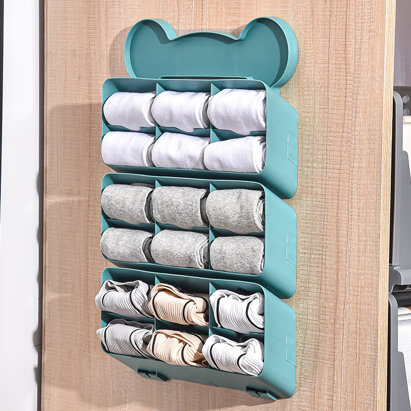 Wall hanging sock storage box storage wall type panties storage compartments sorting sock storage box free of punching Specification drawing