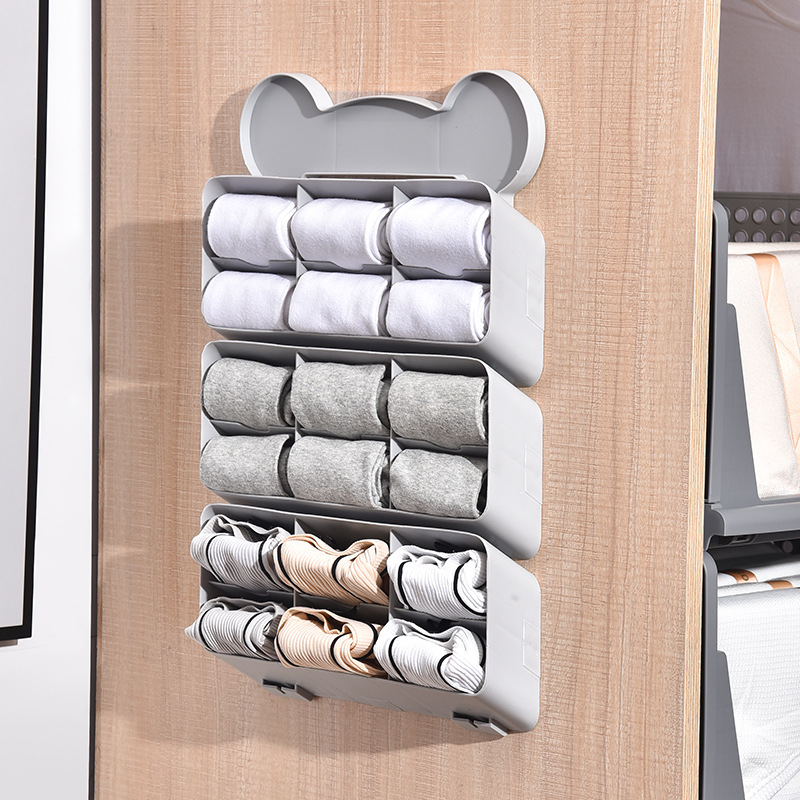 Wall hanging sock storage box storage wall type panties storage compartments sorting sock storage box free of punching Application Scenario