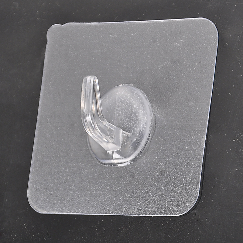 Transparent plastic hook without trace after the door paste adhesive hook kitchen wall strong nail free magic stick horn hook details Picture
