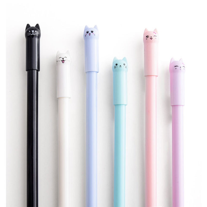 Creative cartoon cute wagging tail cat neutral pen black water pen signatory pen Student stationery neutral pen wholesale details Picture