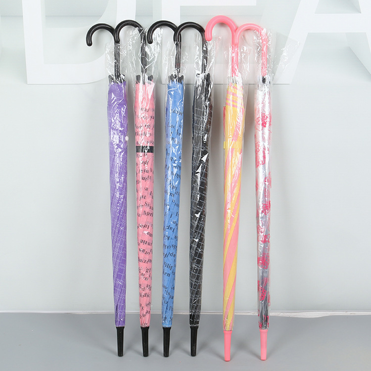 Color transparent umbrella environmental protection umbrella wholesale automatic long handle gift umbrella advertising umbrella ten yuan shop supply Application Scenario