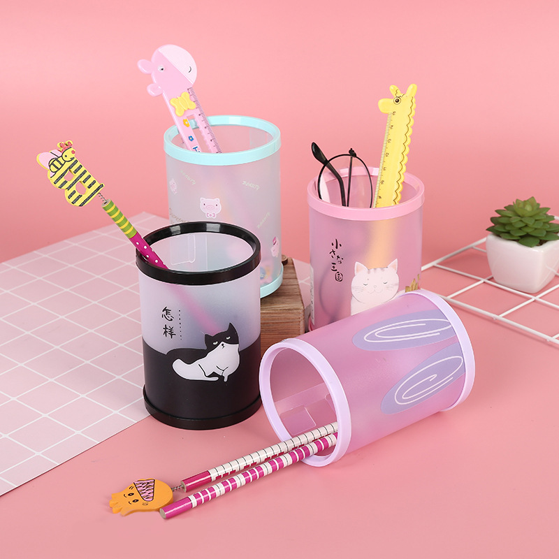 Korea creative diy cartoon cute plastic pen holder students creative pen holder wholesale customized student stationery full figure