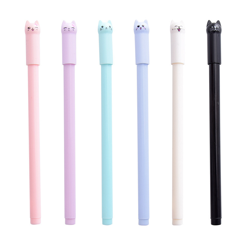Creative cartoon cute wagging tail cat neutral pen black water pen signatory pen Student stationery neutral pen wholesale Item Picture